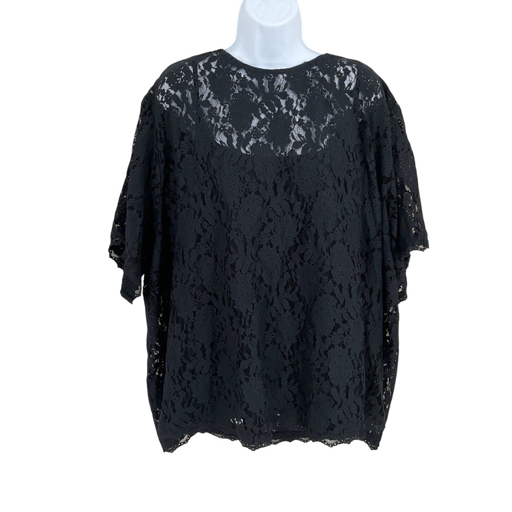 Old Navy Lace Top Women 4X Black Whimsigoth Romantic Textured Party Date Night